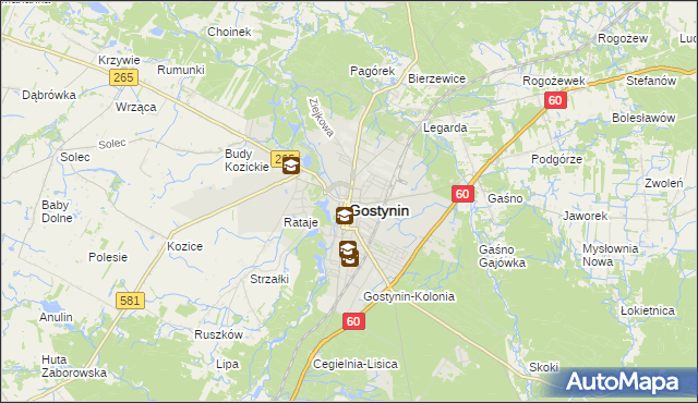 mapa Gostynin, Gostynin na mapie Targeo