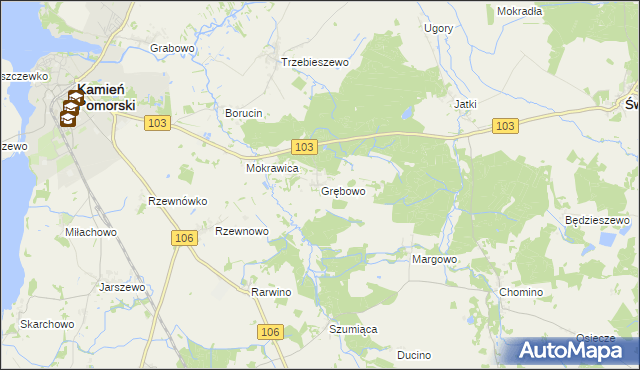mapa Grębowo, Grębowo na mapie Targeo