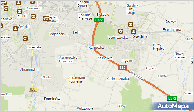 mapa Kalinówka gmina Głusk, Kalinówka gmina Głusk na mapie Targeo