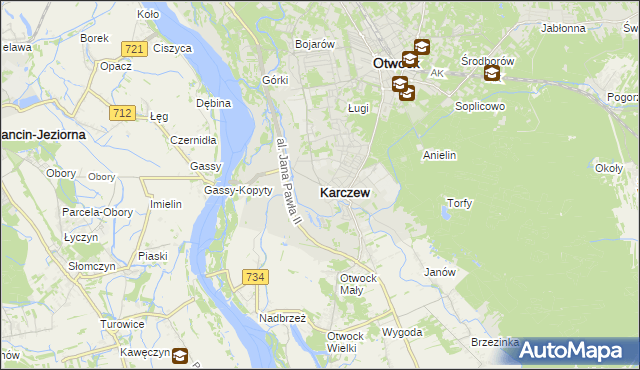 mapa Karczew powiat otwocki, Karczew powiat otwocki na mapie Targeo