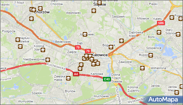 mapa Katowic, Katowice na mapie Targeo