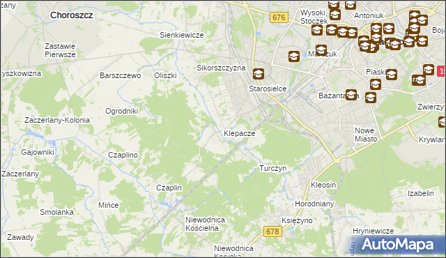 mapa Klepacze gmina Choroszcz, Klepacze gmina Choroszcz na mapie Targeo