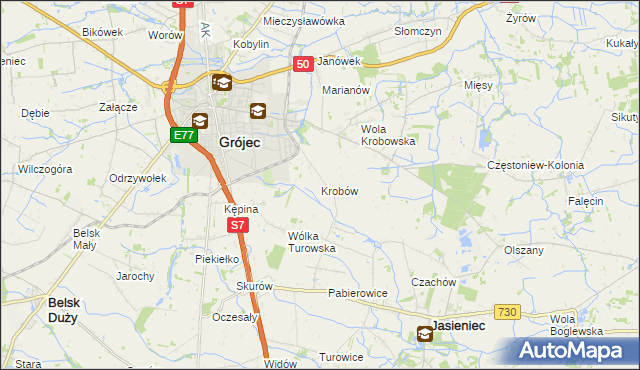 mapa Krobów, Krobów na mapie Targeo