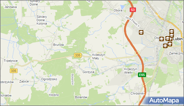 mapa Krzeczyn Mały, Krzeczyn Mały na mapie Targeo