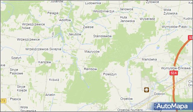 mapa Marianów gmina Wodzierady, Marianów gmina Wodzierady na mapie Targeo