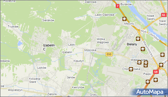 mapa Mościska gmina Izabelin, Mościska gmina Izabelin na mapie Targeo
