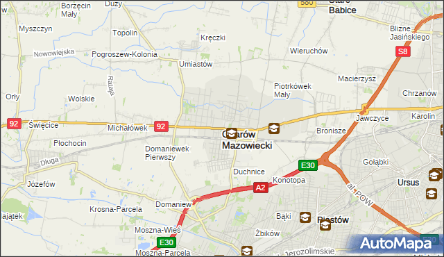 mapa Ożarów Mazowiecki, Ożarów Mazowiecki na mapie Targeo