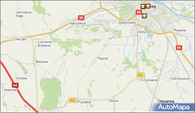 mapa Pępice gmina Skarbimierz, Pępice gmina Skarbimierz na mapie Targeo