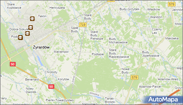 mapa Podlasie gmina Radziejowice, Podlasie gmina Radziejowice na mapie Targeo