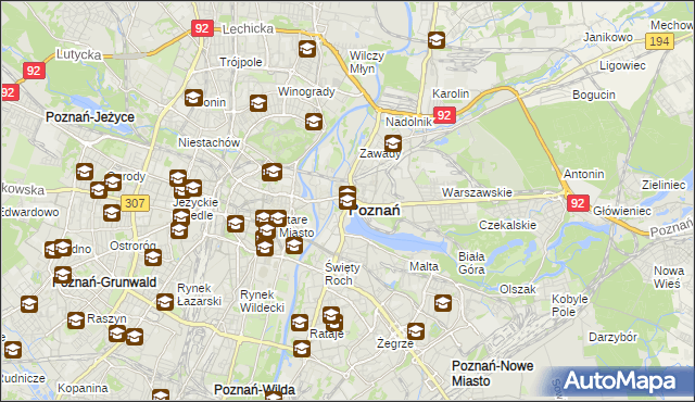 mapa Poznania, Poznań na mapie Targeo