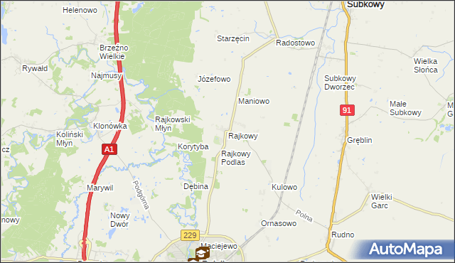 mapa Rajkowy, Rajkowy na mapie Targeo