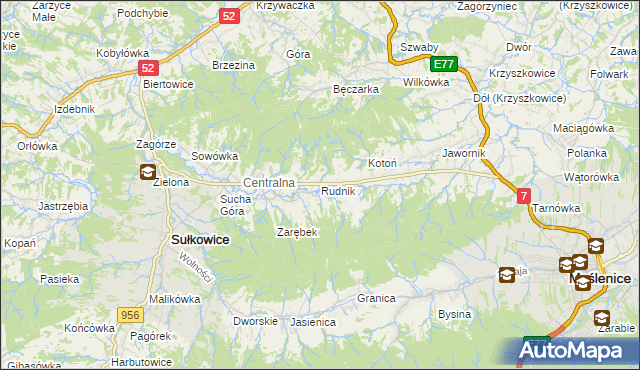 mapa Rudnik gmina Sułkowice, Rudnik gmina Sułkowice na mapie Targeo
