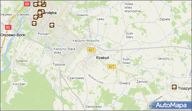 mapa Rzekuń, Rzekuń na mapie Targeo