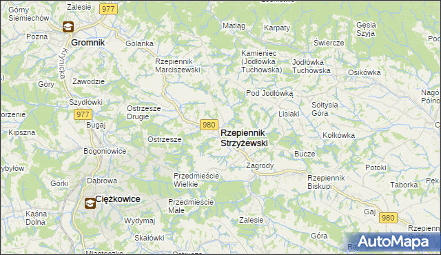 mapa Rzepiennik Strzyżewski, Rzepiennik Strzyżewski na mapie Targeo