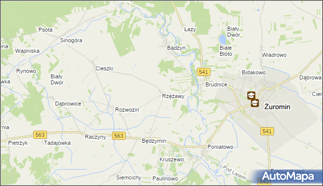 mapa Rzężawy gmina Żuromin, Rzężawy gmina Żuromin na mapie Targeo