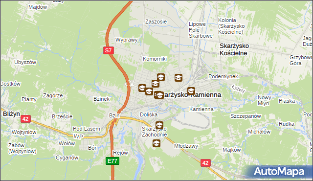 mapa Skarżysko-Kamienna, Skarżysko-Kamienna na mapie Targeo