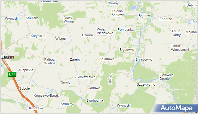 mapa Śniadowo gmina Zakroczym, Śniadowo gmina Zakroczym na mapie Targeo