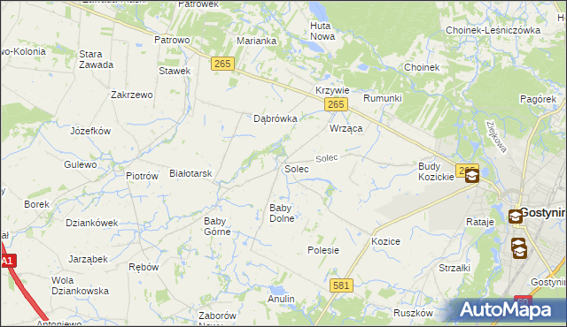 mapa Solec gmina Gostynin, Solec gmina Gostynin na mapie Targeo