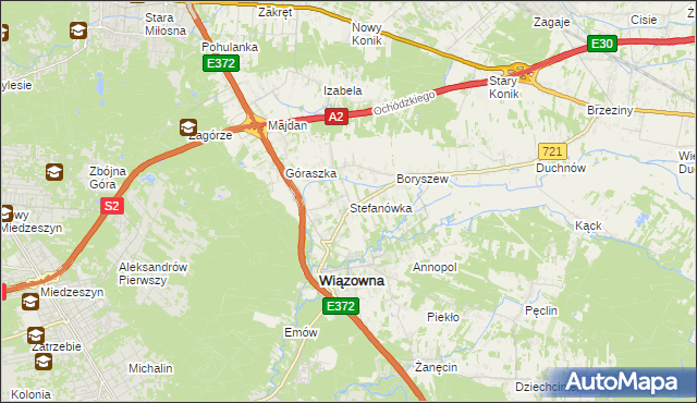mapa Stefanówka gmina Wiązowna, Stefanówka gmina Wiązowna na mapie Targeo
