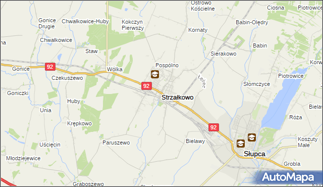 mapa Strzałkowo powiat słupecki, Strzałkowo powiat słupecki na mapie Targeo