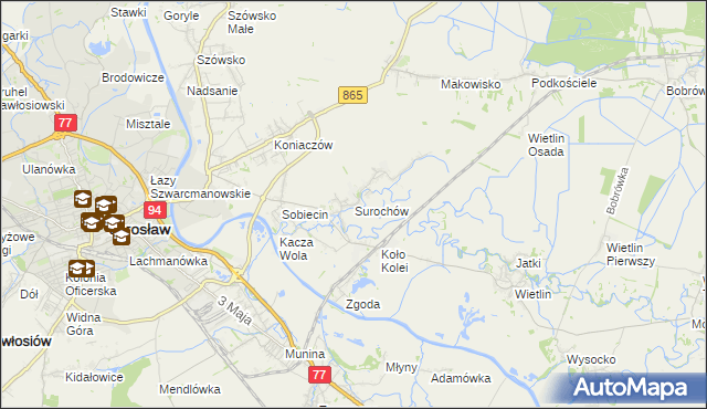 mapa Surochów, Surochów na mapie Targeo