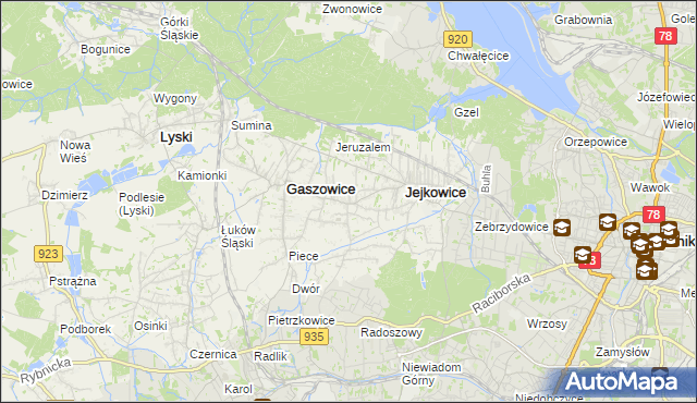mapa Szczerbice, Szczerbice na mapie Targeo