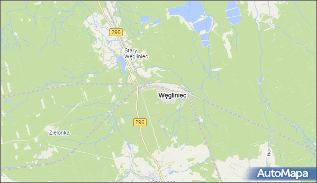 mapa Węgliniec powiat zgorzelecki, Węgliniec powiat zgorzelecki na mapie Targeo