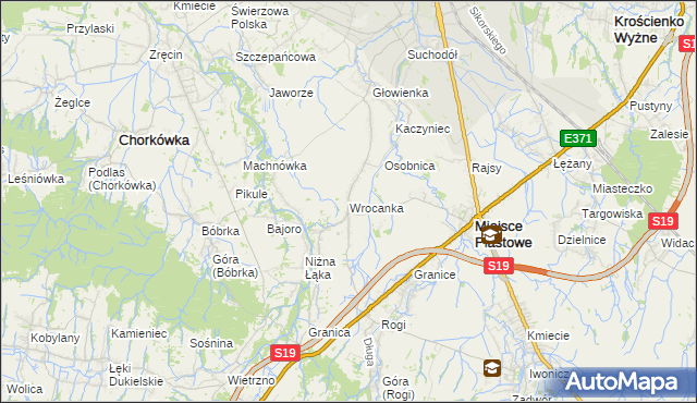 mapa Wrocanka gmina Miejsce Piastowe, Wrocanka gmina Miejsce Piastowe na mapie Targeo