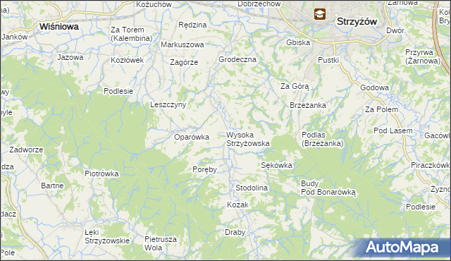 mapa Wysoka Strzyżowska, Wysoka Strzyżowska na mapie Targeo