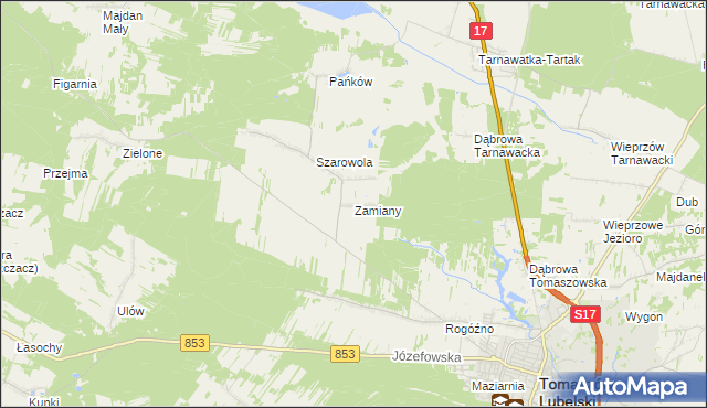 mapa Zamiany, Zamiany na mapie Targeo