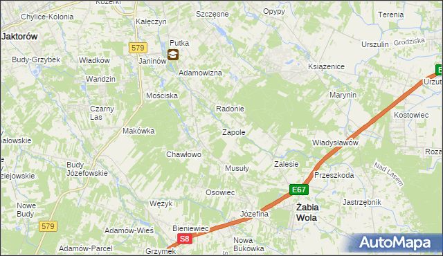 mapa Zapole gmina Grodzisk Mazowiecki, Zapole gmina Grodzisk Mazowiecki na mapie Targeo