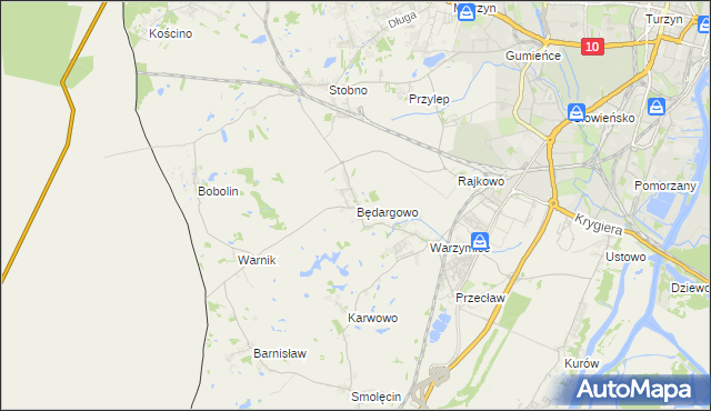 mapa Będargowo gmina Kołbaskowo, Będargowo gmina Kołbaskowo na mapie Targeo