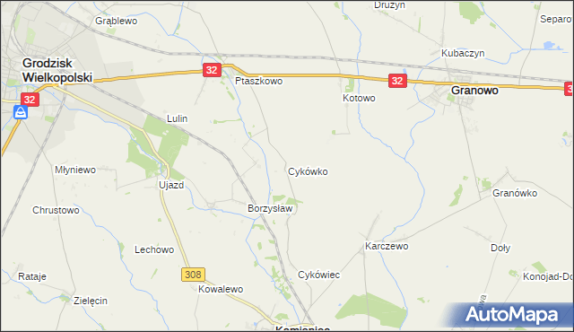 mapa Cykówko, Cykówko na mapie Targeo