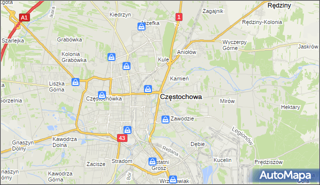 mapa Częstochowy, Częstochowa na mapie Targeo