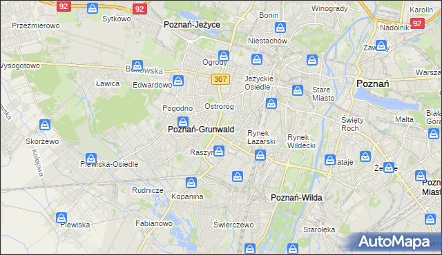 mapa Łazarz gmina Poznań, Łazarz gmina Poznań na mapie Targeo