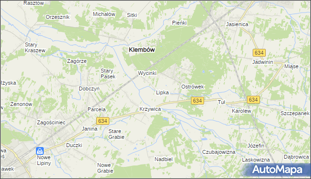mapa Lipka gmina Klembów, Lipka gmina Klembów na mapie Targeo