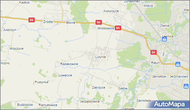 mapa Lutynia gmina Miękinia, Lutynia gmina Miękinia na mapie Targeo