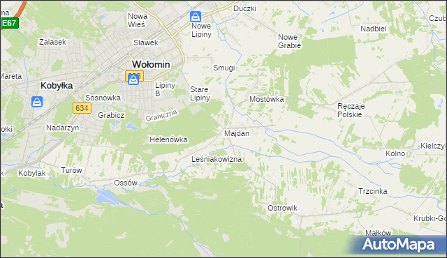 mapa Majdan gmina Wołomin, Majdan gmina Wołomin na mapie Targeo