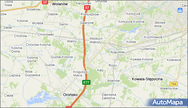 mapa Młodocin Mniejszy, Młodocin Mniejszy na mapie Targeo