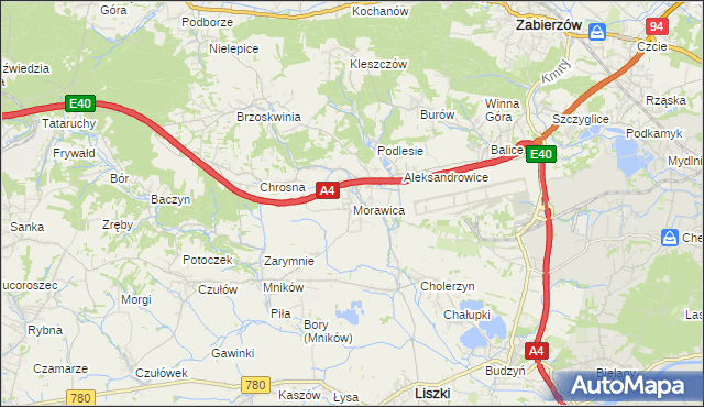 mapa Morawica gmina Liszki, Morawica gmina Liszki na mapie Targeo
