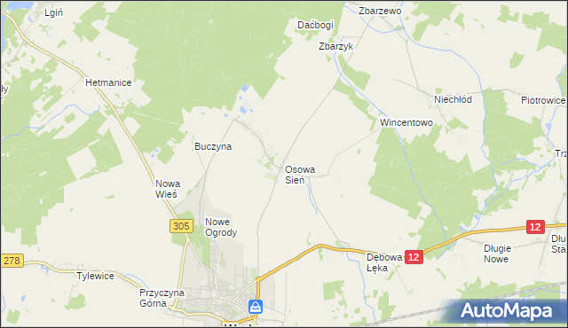 mapa Osowa Sień, Osowa Sień na mapie Targeo