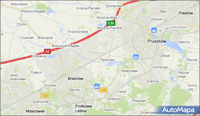 mapa Parzniew, Parzniew na mapie Targeo