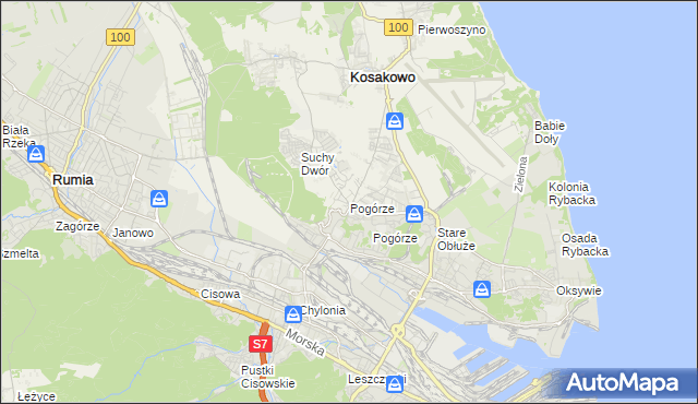 mapa Pogórze gmina Kosakowo, Pogórze gmina Kosakowo na mapie Targeo