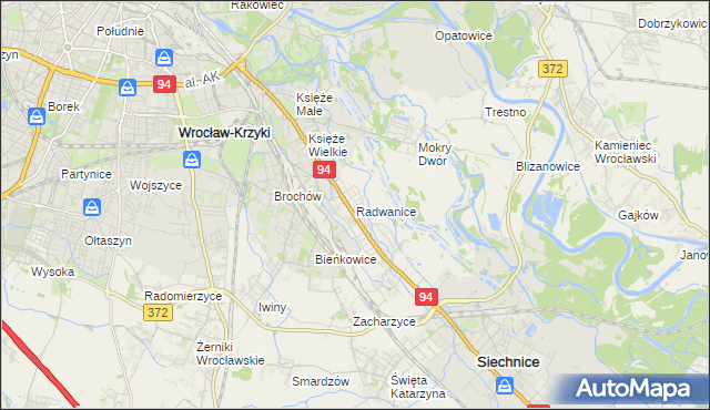 mapa Radwanice gmina Siechnice, Radwanice gmina Siechnice na mapie Targeo