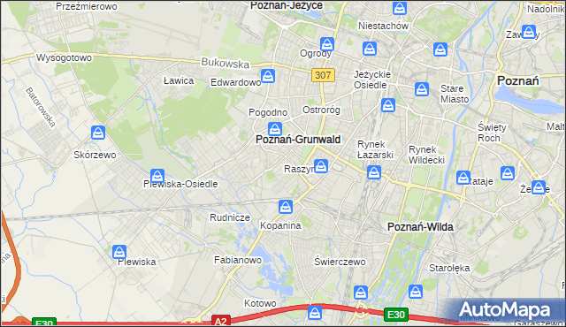 mapa Raszyn gmina Poznań, Raszyn gmina Poznań na mapie Targeo