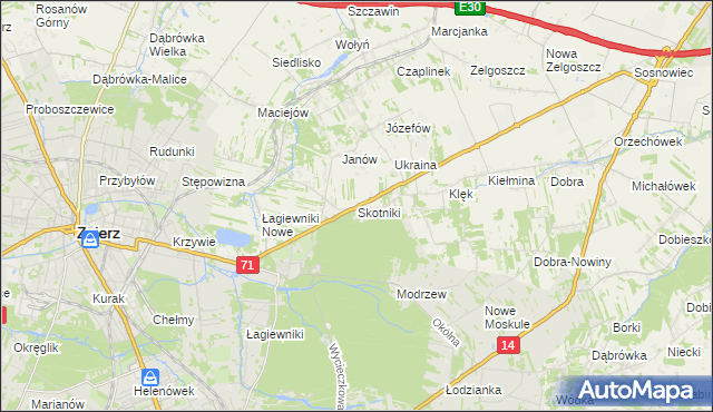 mapa Skotniki gmina Zgierz, Skotniki gmina Zgierz na mapie Targeo