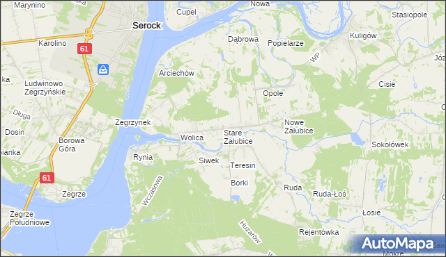 mapa Stare Załubice, Stare Załubice na mapie Targeo