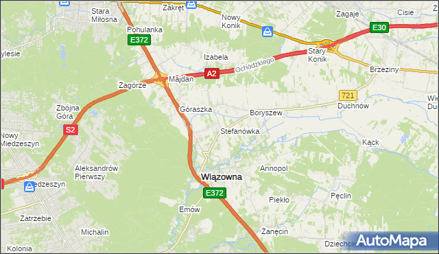 mapa Stefanówka gmina Wiązowna, Stefanówka gmina Wiązowna na mapie Targeo