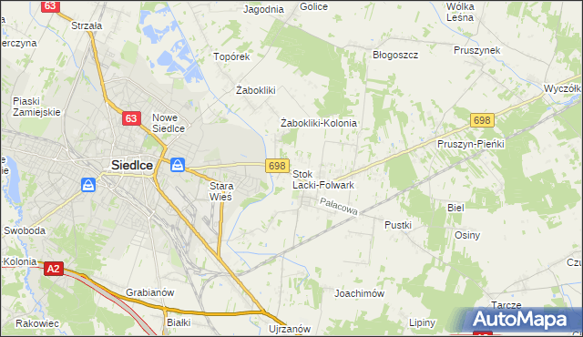 mapa Stok Lacki-Folwark, Stok Lacki-Folwark na mapie Targeo