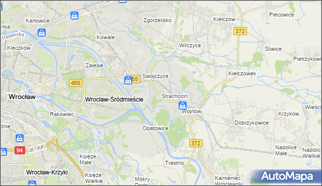mapa Strachocin gmina Wrocław, Strachocin gmina Wrocław na mapie Targeo